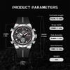 FOXBOX Fashion Big Dial  Men Watch LED Display Sports Waterproof  Men's Quartz Watch
