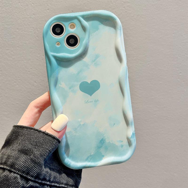 Ins für Apple 15promax Handyhülle Neues Modell für IPhone14 Blau Verwischte Liebe 16pro Erweitert 12