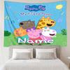Custom Name Peppa Pig Print Tapestry, Backdrop, Easy Setup, Ideal for Bedroom, Office & Living Room, with Aesthetic Wall Hanging Decor.
