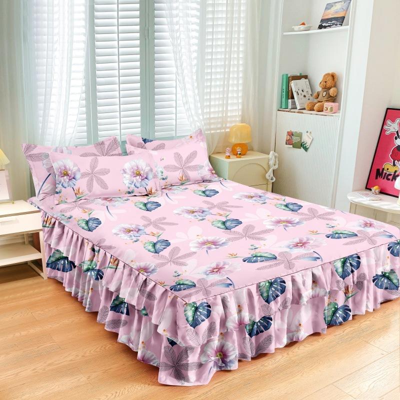 Dormitor de uz casnic Fustă de șlefuit dintr-o singură bucată Cuvertură de pat de culoare solidă, prietenoasă cu pielea, așternut pentru dormitor, pentru dormitor