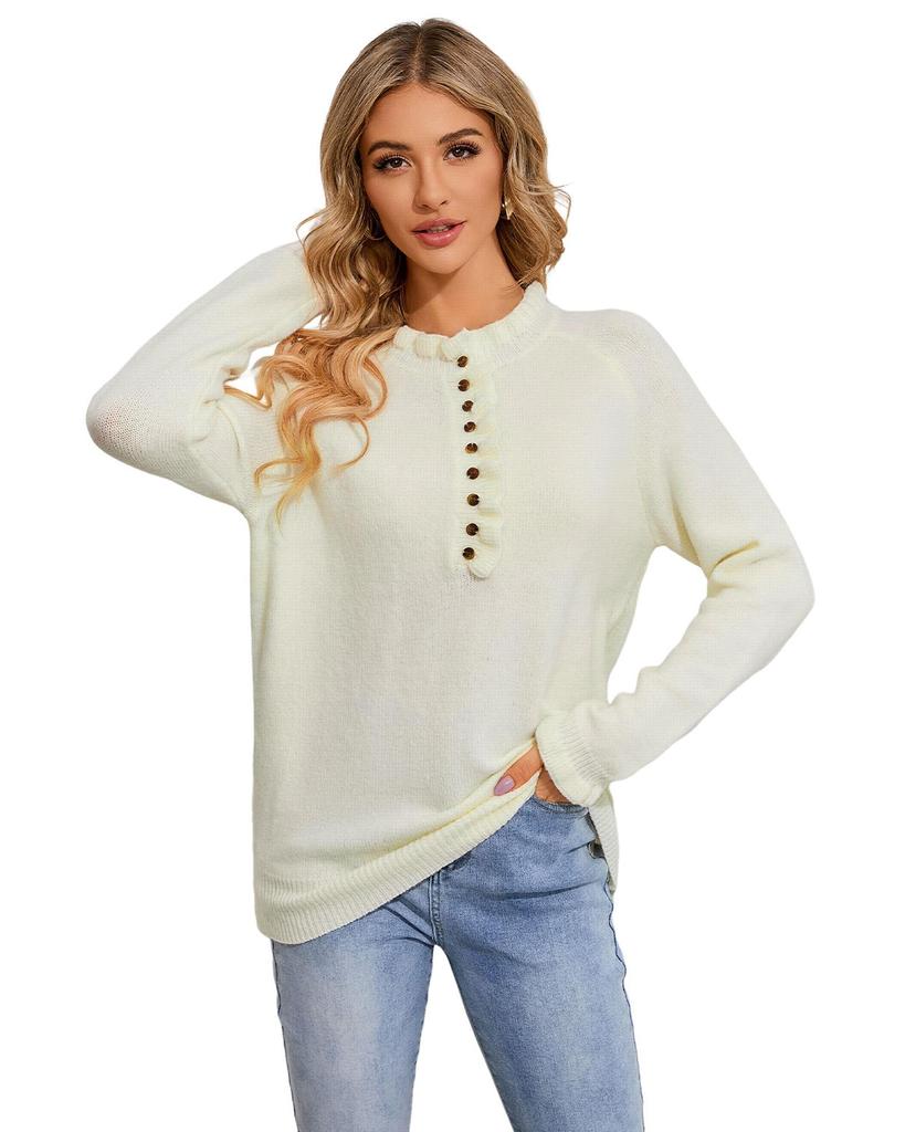 Azura Exchange Pulover din tricot cu volante