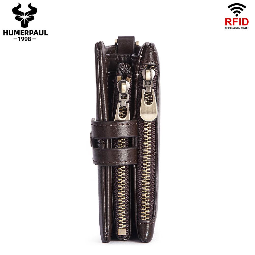 Humerpaul Genuine Leather Men's Wallets Short Luxury Brand Credit Card Holder Travel Multi-slot Credential Purse Male Carteiras