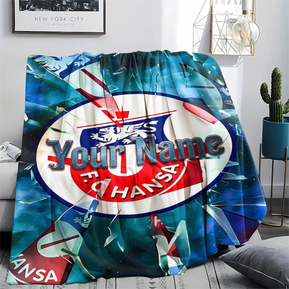 1PC Fc Hans Crest Custom Name Patterned Flannel Blanket Suitable For All Seasons For Home Decor Warmth And Comfort Gifts Holiday Present