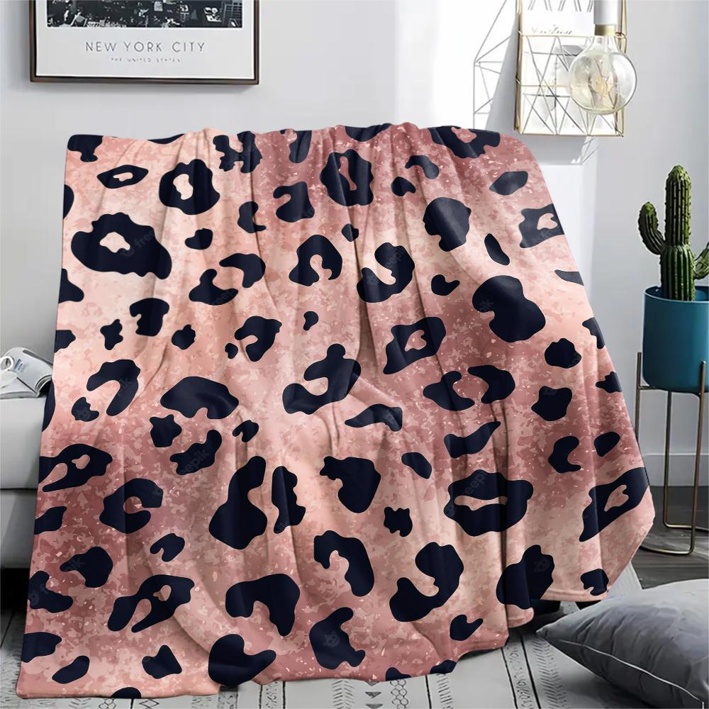 1Pc Shinning Leopard Print Flannel Blanket, High quality Comfortable for All Seasons, Home Decor, Warmth and Comfort, Perfect for Gifts