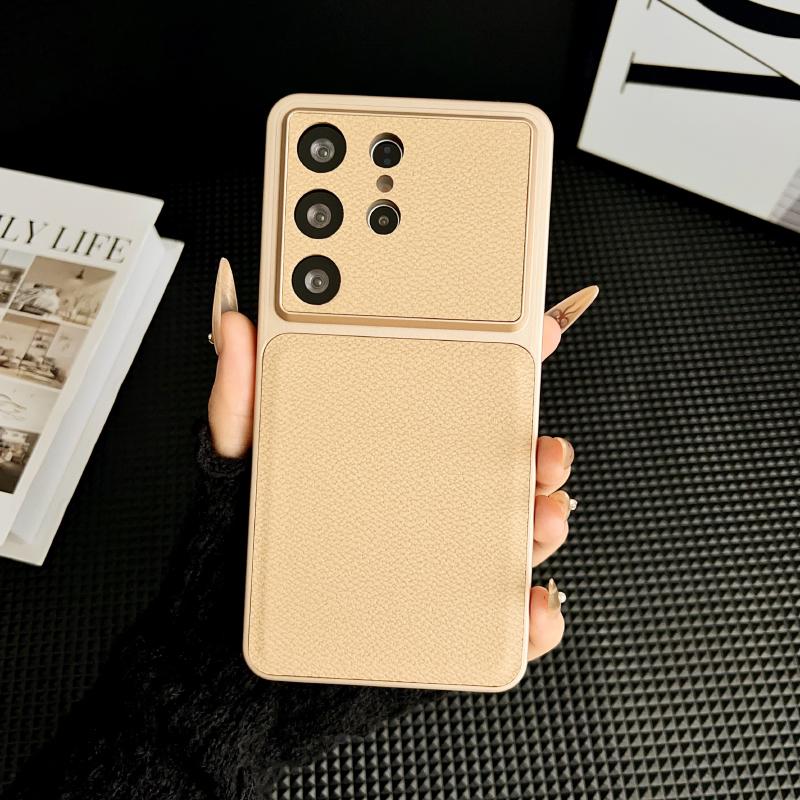 Solid Color Matte Soft TPU Border Artificial Leather Phone Case For Samsung S26Ultra S24 S25 Ultra Plus FE Shockproof Back Cover