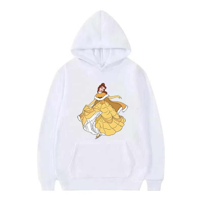 Disney Kráska a zvíře Princezna Vzor Dámské Volné Černé Podzimní Topy Oblečení Svetry Dámské Levné Y2k Mikiny Pánské Sportovní