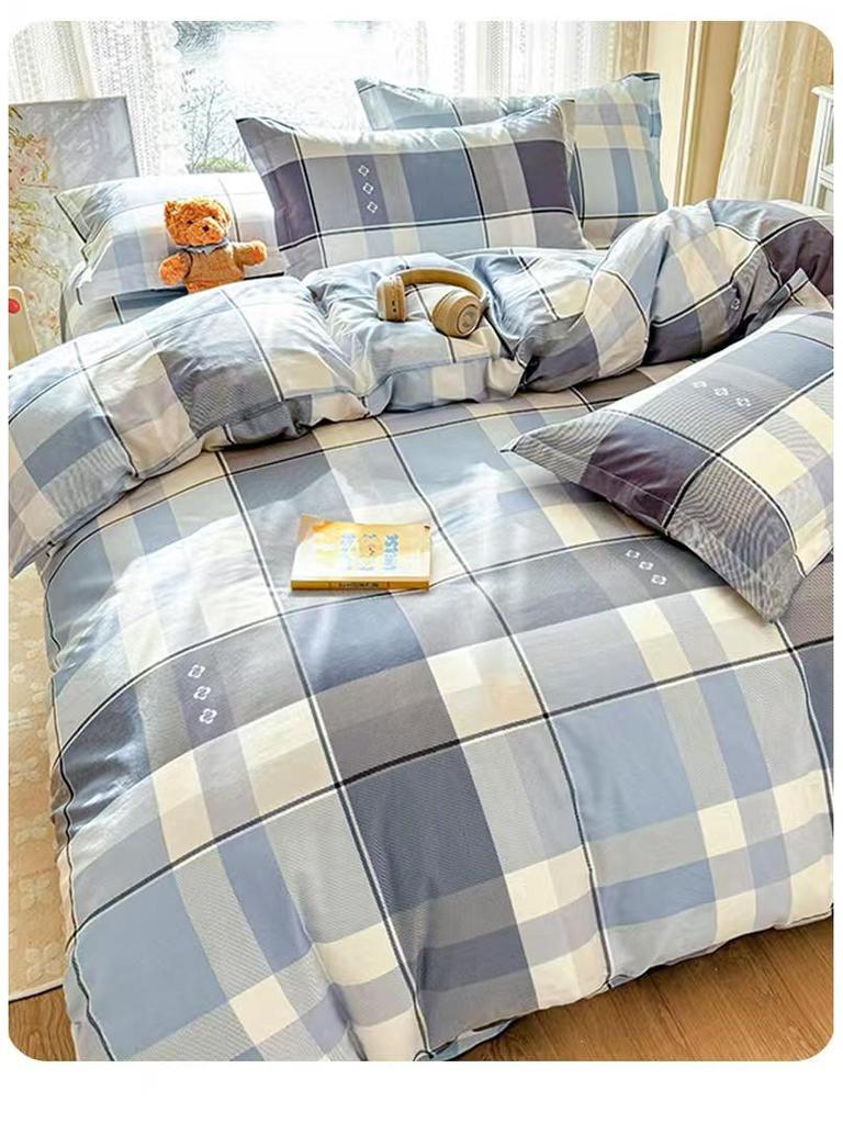 Class A Pure Cotton Bed Sheet, Duvet Cover, and Pillowcase Set – Available in Three-Piece or Four-Piece, All Seasons, Home/Homestay