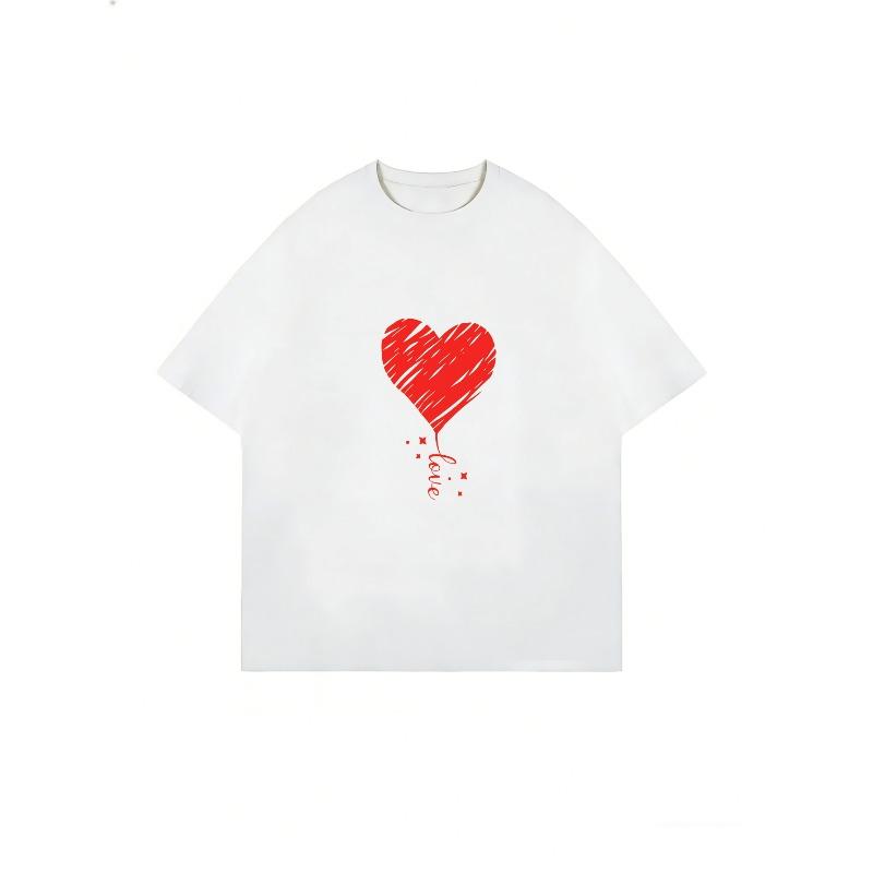 Oversized T Shirt Dress Black Heart Balloon Love Print Casual Wear For Women