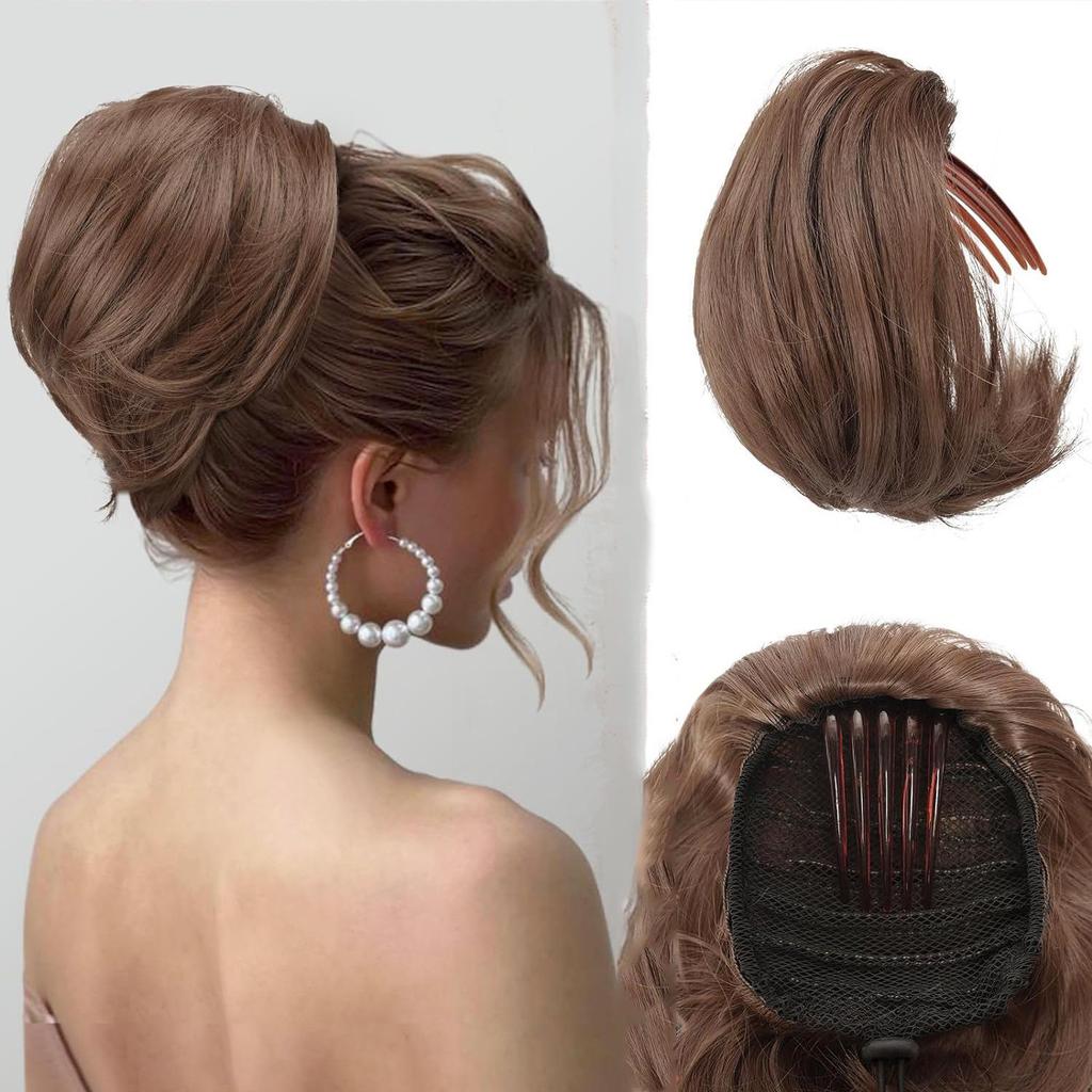 Perruque queue de cheval de 15 cm, style européen et américain, avec peigne à boucle intérieure