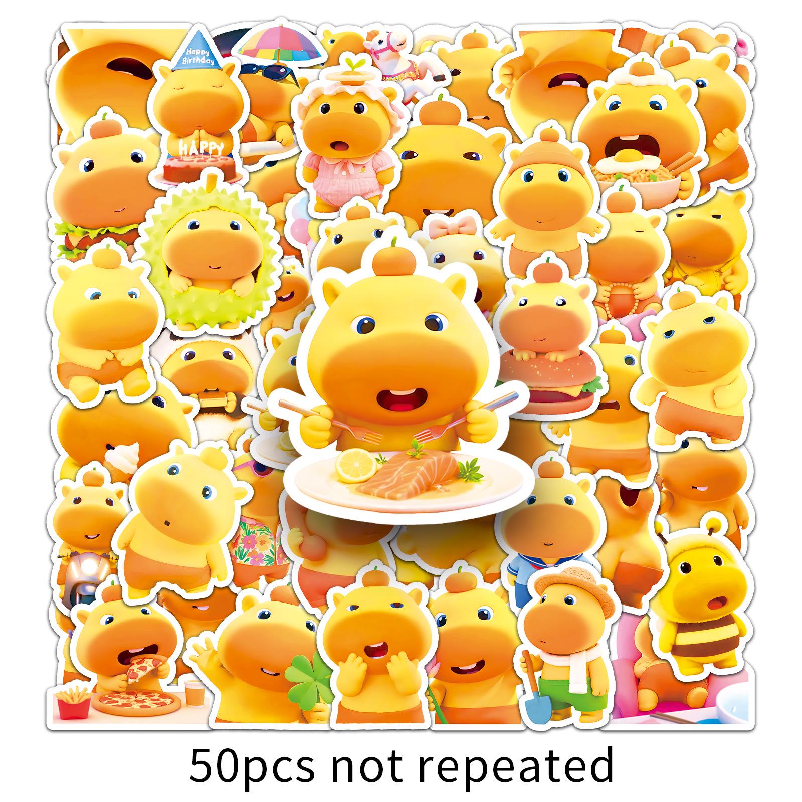 

50 Capybara Ruru Stickers - Q Version Cartoon Cute Animal Emoji Pack for Graffiti, Helmets, and Refrigerators