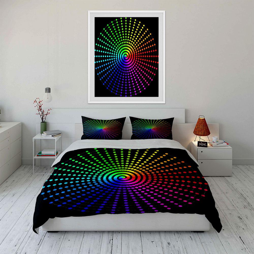 "Colorful Spiral Art Decoration Set" Soft Skin-Friendly Bedding Set Includes 1 Duvet Cover And 2 Pillowcase, Gift