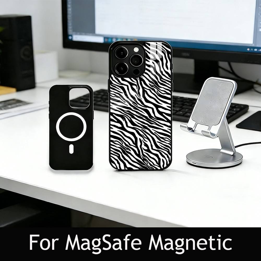 p-Zebra print Phone Case For iPhone17,16,15,14,13,12,11 Plus,Pro Magnetic For Magsafe Wireless Charging