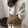Vintage Western Suede Fringe Tote Bag with Adjustable Strap Buckle Accent Casual Crossbody Purse for Women ,Travel Shoulder Bag