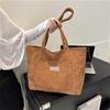 Corduroy Large Capacity Women's Shoulder Bag Fashionable Fresh and Simple Striped Velvet Handbag Art Leisure Student Tote Bag