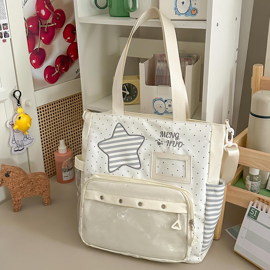 School bag cute and sweet pain bag for middle school students, high aesthetic value color-blocking Japanese niche design for girls' shoulder bag