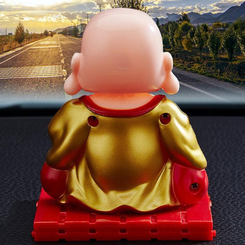 Cute Car Ornament Solar Shake Head Little Monk Good Fortune Car Rearview Pendant