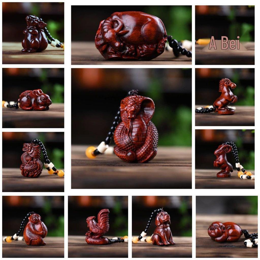 Small-Leaf Red Sandalwood Pendant: Wealth-Attracting Pixiu, Gourd, Dragon, Tortoise Design
