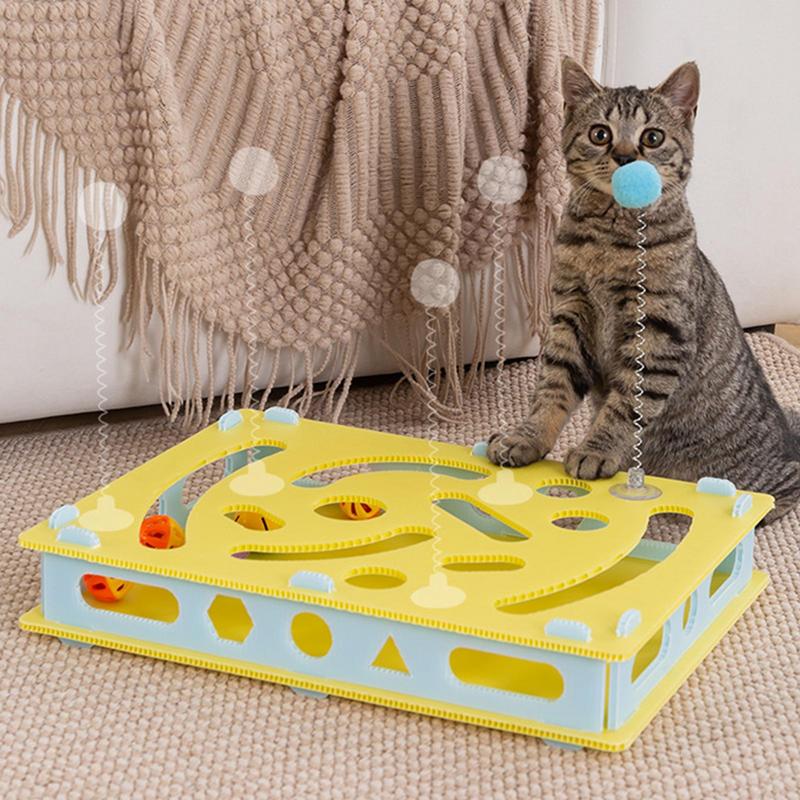 Cat Enrichment Toys Stimulating Cat Toys Kitten Puzzle Hole Digging Box Maze Games With Bell Balls Kitten Accessories For Mental