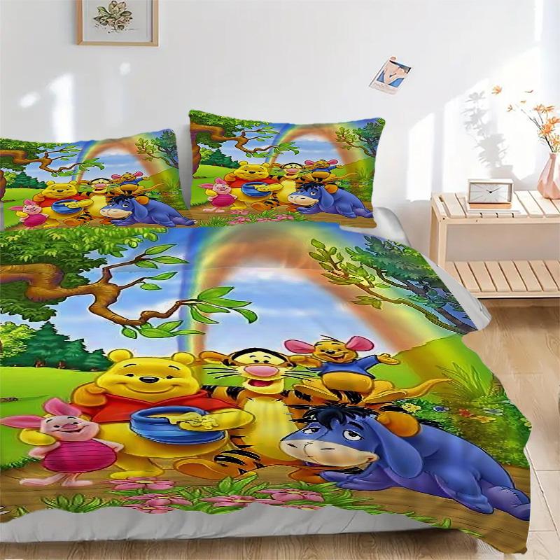 Winnie Pooh Friends Print 3Pcs Bedding Setduvet Cover With 2 Bedropillowcase Home Birthday Gift