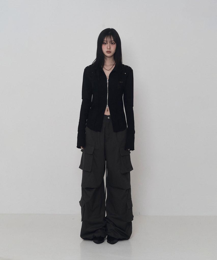 Etre Au Sommet Damaged Eyelet Corset Jacket (Black)