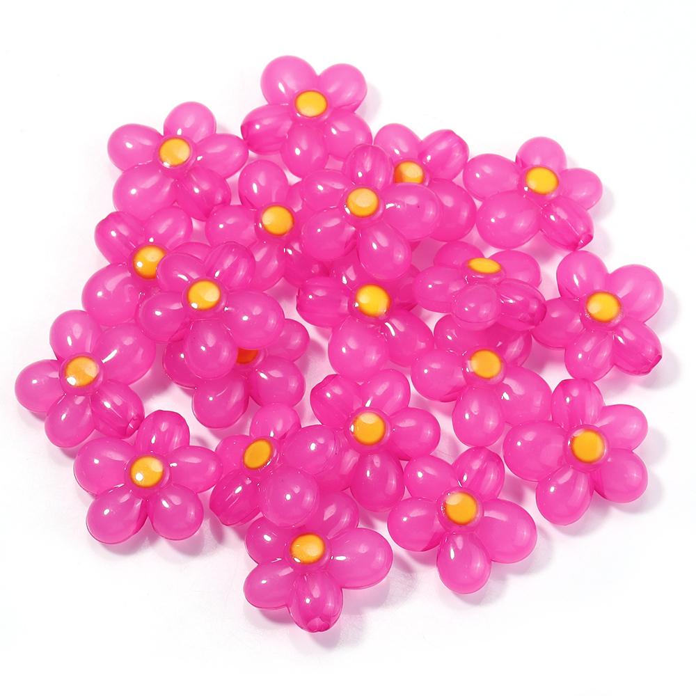 20pcs 20.5x21mm Flower Acrylic Beads Colorful Five Petals Flower Loose Beads For Jewelry Making DIY Bracelet Earrings Keychain