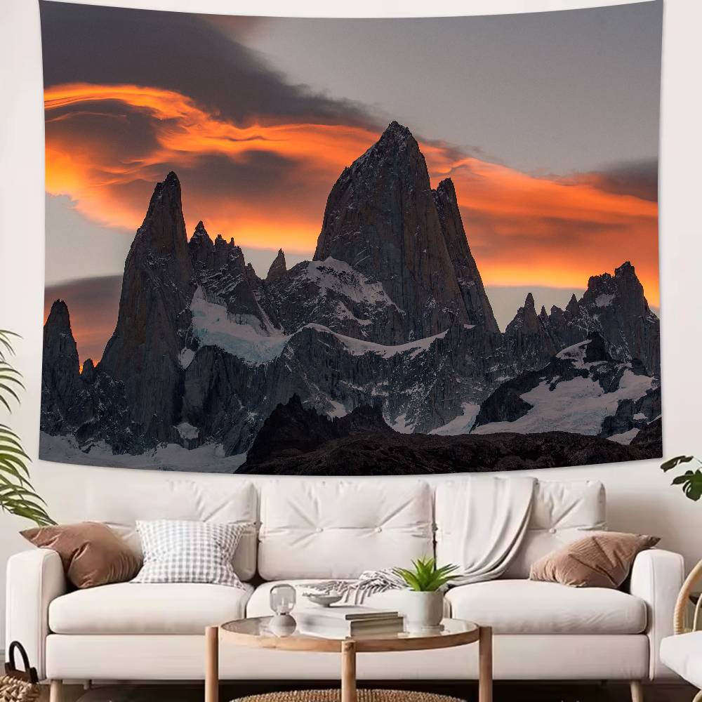 Beautiful Snowcapped mountains at sunset Mountains Tapestry Decoration Bedroom Dormitory Background Cloth Room Club Tapestry