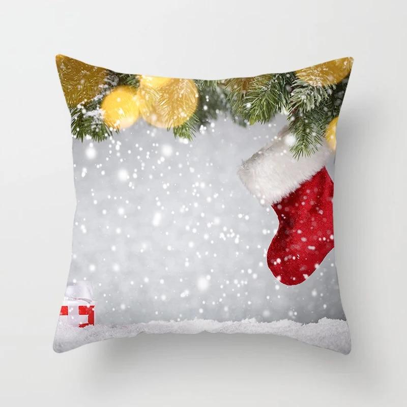 

Украшение дома Рождественская наволочка со снегом Подарок Санта-Клауса Камин Рождественское украшение Наволочка 40x40cm