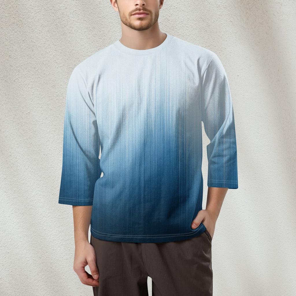 Men's Fashion Printed Round Neck 3/4 Sleeve Tops T-Shirt