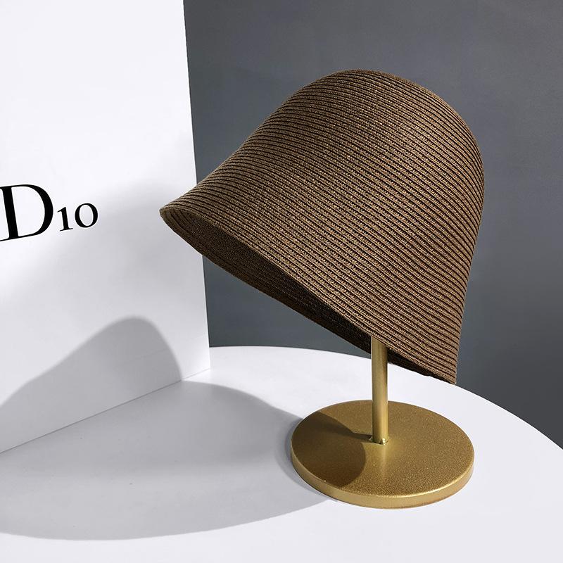Straw Breathable Bucket Hat Women's Straw Hat Versatile Bucket Hat Sunscreen Visor Bell Simple Hat