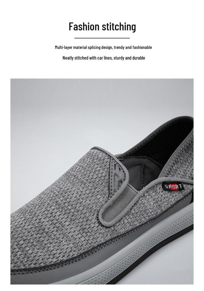 Men's Summer Slip-On Breathable Mesh Shoes - Old Beijing Cloth, Odor-Free, Casual Style