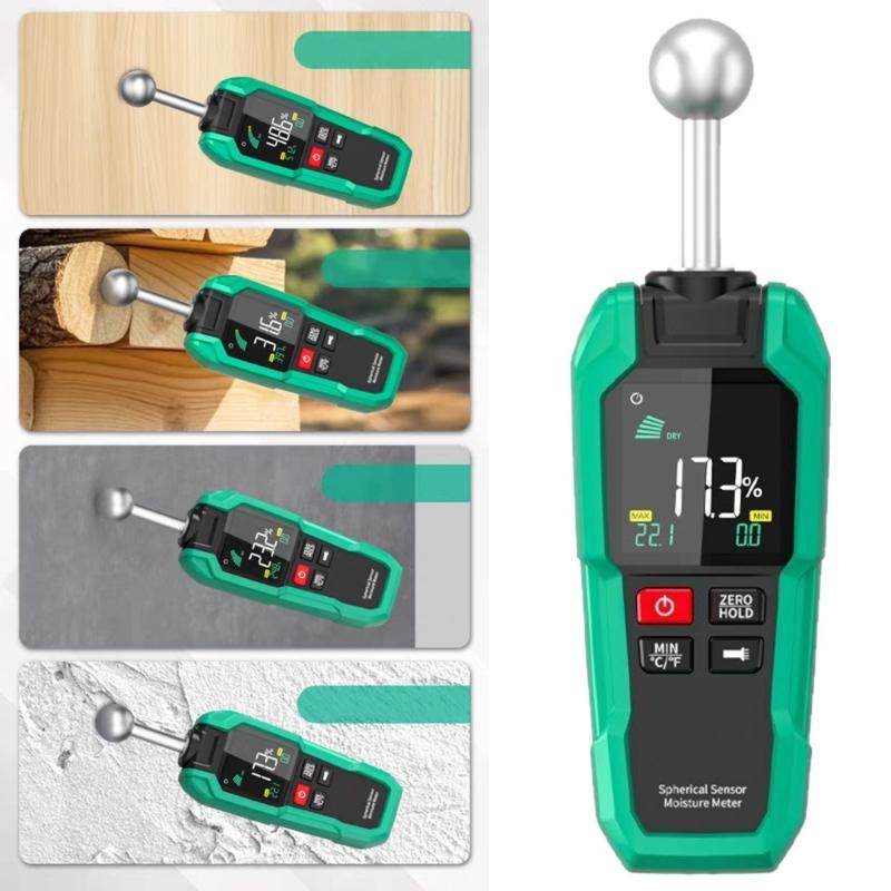 Hochpräziser Temperatur- und Feuchtigkeitsmesser mit automatischer Kalibrierung und großem LCD-Display, einfach zu bedienen für Holz, Gipskartonplatten, Kräuter