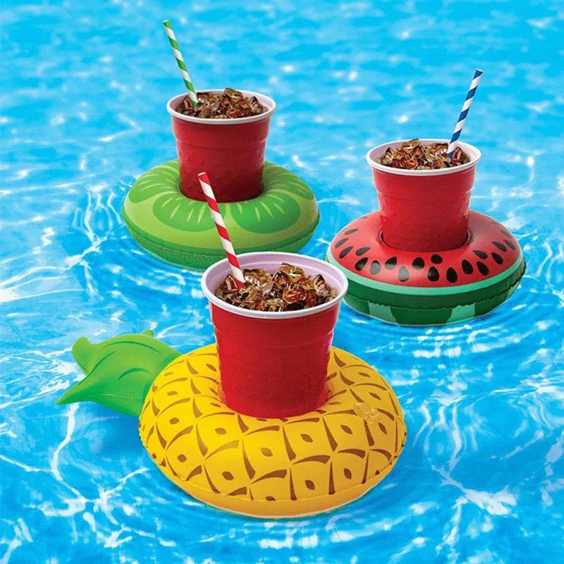 Mini Water Coasters Floating Inflatable Cup Holder Swimming Pool Drink Float Toy Inflatable Circle Pool Coasters Swan Flamingo