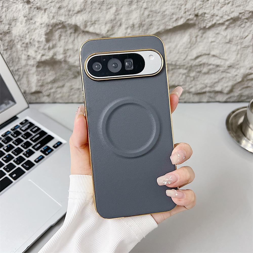 Luxury Business Leather Plating Magnetic Phone Case for Google Pixel 10 9 Pro XL 9A 8A for Wireless Charger Matte Protection Back Cover