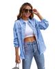 VAYLA Holes Raw-edges Denim Jacket Women Spring Autumn Shirt Style Jeancoat Casual Top Rose-Red Orange Purple Outerwear Lady Coat
