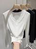 Women's V-Neck Lace Patchwork Velvet Long Sleeve Slimming Winter Top