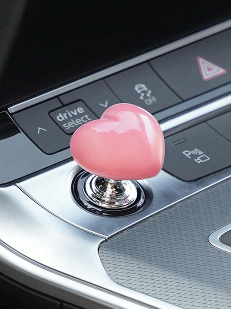 1pc Heart Shaped Car One Key Start Button, Personalized and Creative Ignition Ring Button Decoration