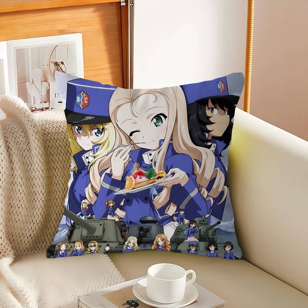 Girls Und Panzer Das Finale Cover With Short Plush Print For Living Room Sofa Decoration Cushion Cover Pillow Covers