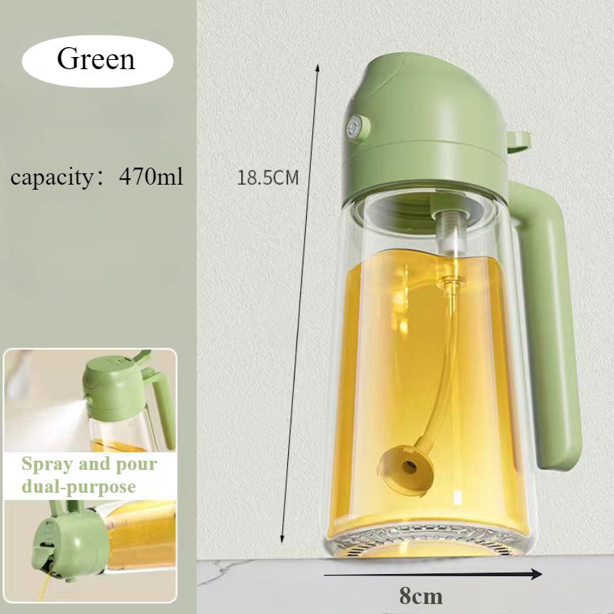 470ml Glass Oil Spray Bottle 2in1 Mist  Pour Non-Drip Oil Dispenser Kitchen Oil Filter Jug for Home Usewith Leakproof Spout