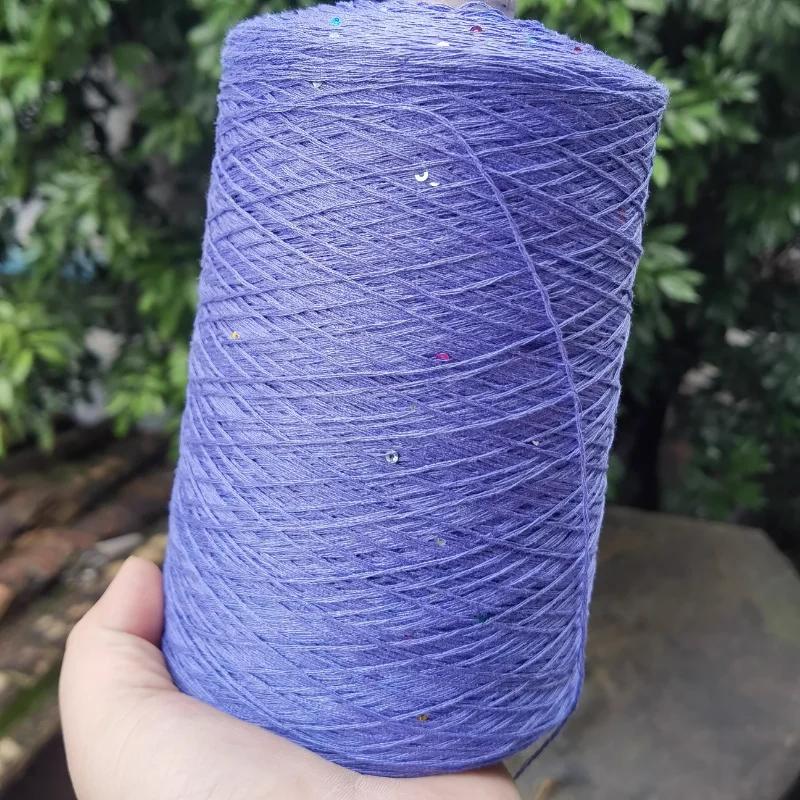Number 6 Coarse Fine Crochet Thread Sequin Silk Linen Lace Thread with Pearl Beads DIY Scarf Sweater Knitting