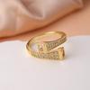 Rhinestone Inlaid Women's Cross Ring, Adjustable Open Design, Trendy Cold Style Index Finger Accessory