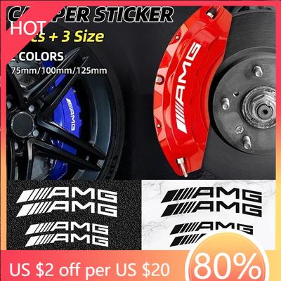 Car Sticker 6pcs Car Styling Car Brake Caliper Stickers For AMG Mercedes Benz W204 W124 W201 W202 W212 W220 W205 GLA CLA Automot