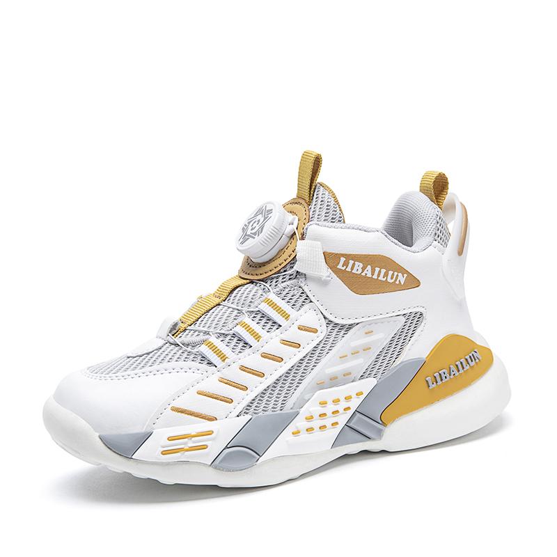 Nowe dziecięce buty do koszykówki z przyciskiem obrotowym, modne trampki dla chłopców, szkolne buty sportowe dla dziewcząt, dziecięce buty codzienne, buty outdoor