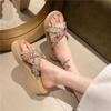Slippers women's summer outer wear 2025 new fashion thick bottom slope heel with skirt cool slippers seaside vacation slippers women