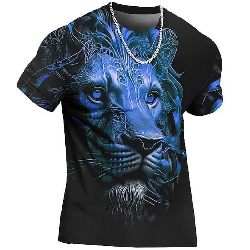 Animal Beast Lion 3D Printed Summer Men's T-shirt Kids Fashion Casual O-Neck Short Sleeve Sportswear Streetwear Oversized Tops