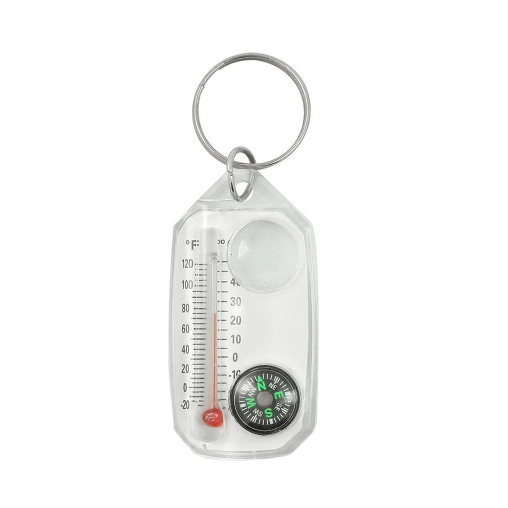 Portable Small Keychain Thermometer Compass Outdoor Mountaineering Buckle Compass Pointer for Wilderness Exploration