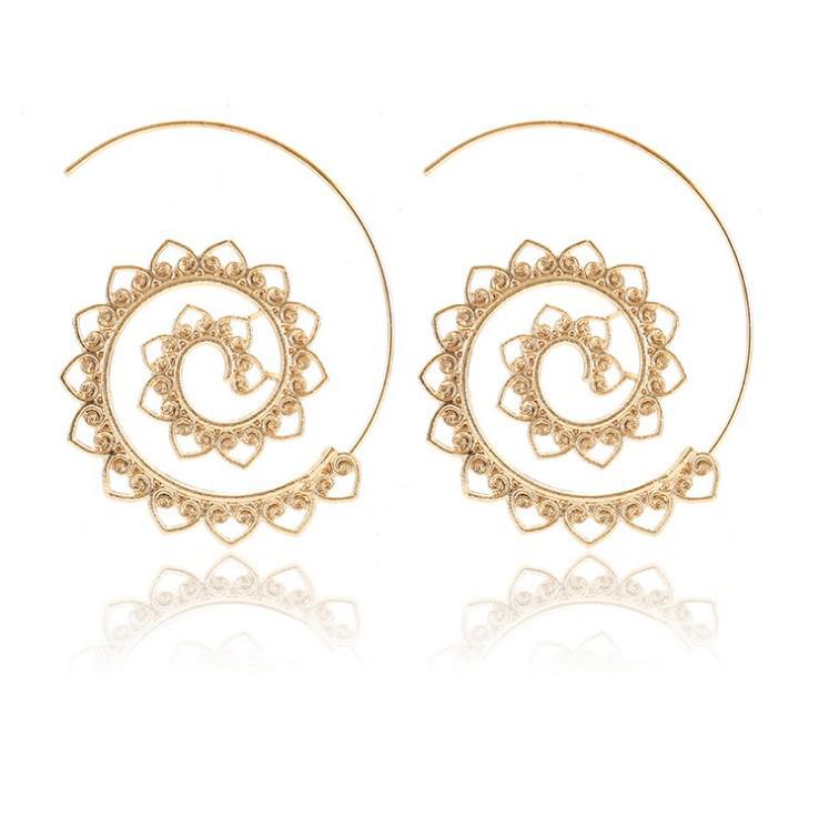 

Серьги Western Spiral Oval и Heart в стиле ретро золотой