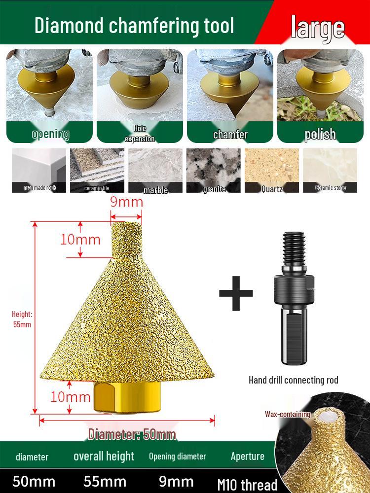 Diamond Chamfering Drill Bit and Hole Expander for Tile and Marble