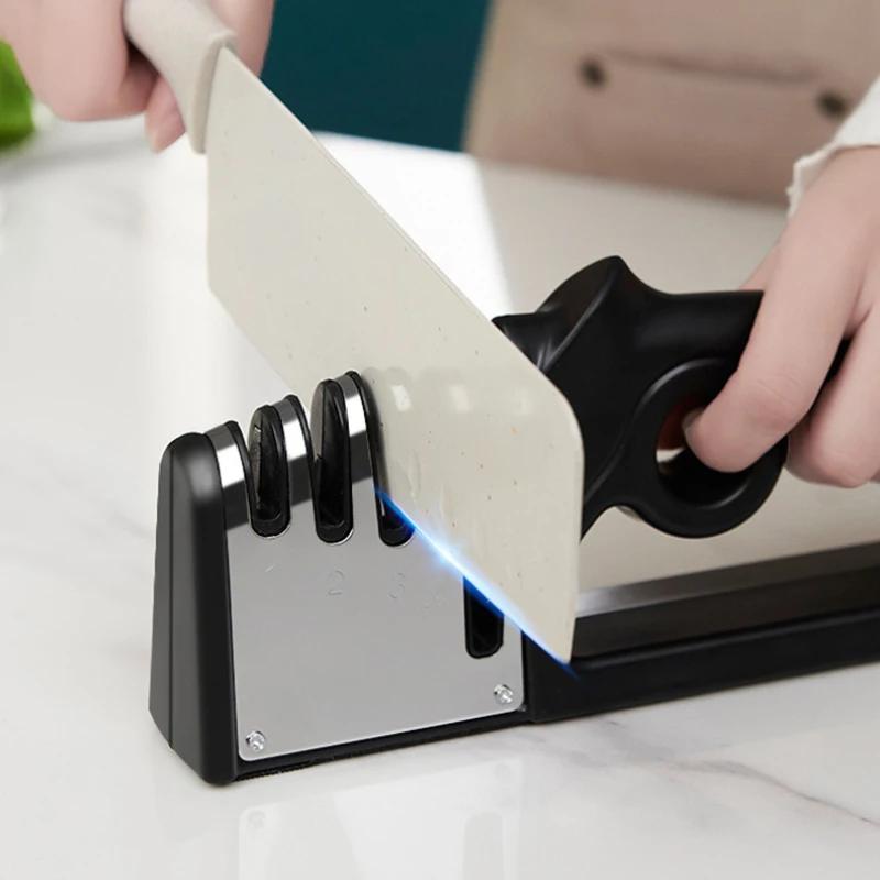 4 In 1 Knife Sharpener Handheld Non-Slip Multi-Function Quick Kitchen Utensils Professional Scissors Multifunction Sharpener