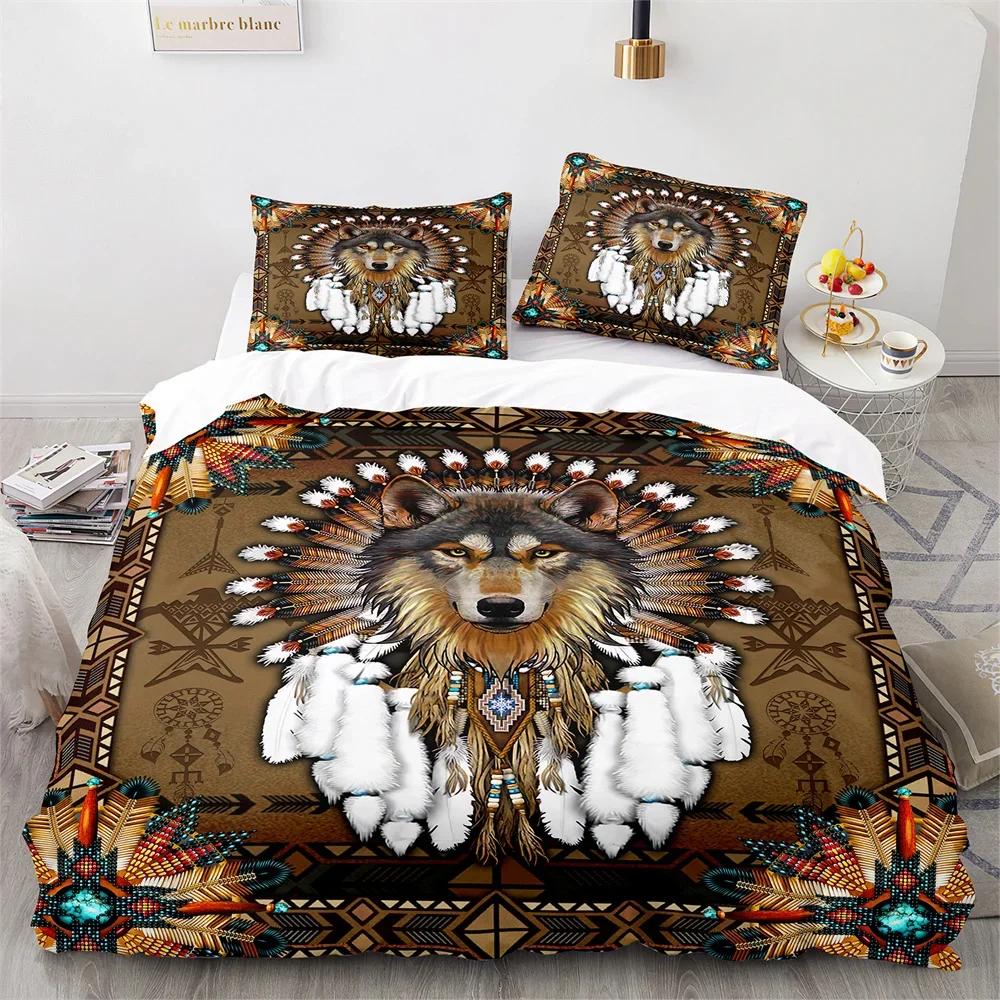 Wolf Duvet Cover King Queen Size Black White Wild Animal Bedding Set for Kids Teens Adults Wildlife Soft Polyester Quilt Cover