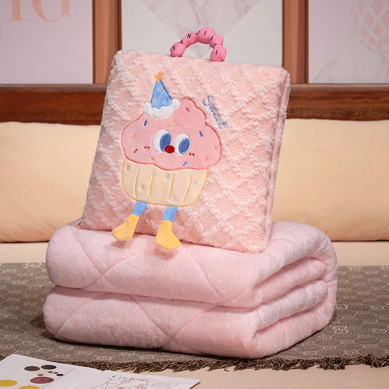 Creative and Fashionable Pillow Quilt Blanket Two-in-one Two-dimensional Wash Cotton Nap Air Conditioner Pillow Embroidered Plush Head Cushion